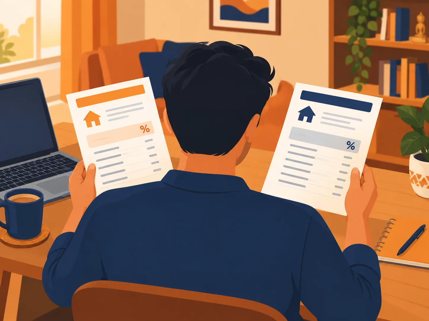 Indian borrower comparing Annual Percentage Rate figures on two loan offers