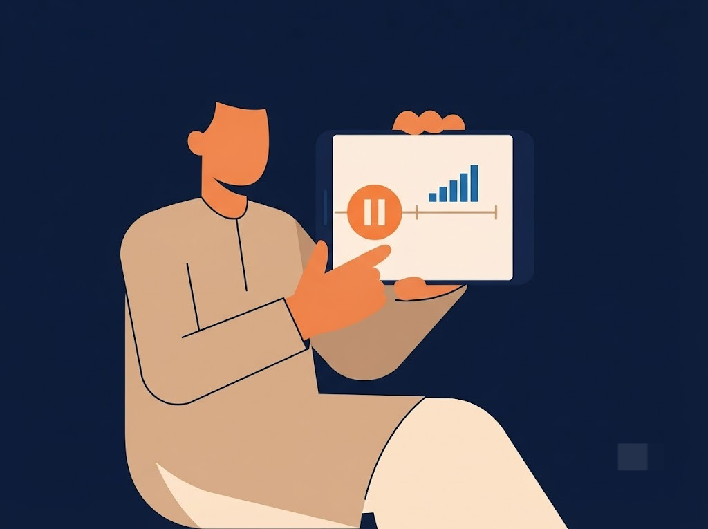 Flat-design illustration of an Indian borrower pausing a loan EMI payment on a phone screen, representing the concept of a loan EMI moratorium, its benefits and hidden interest costs