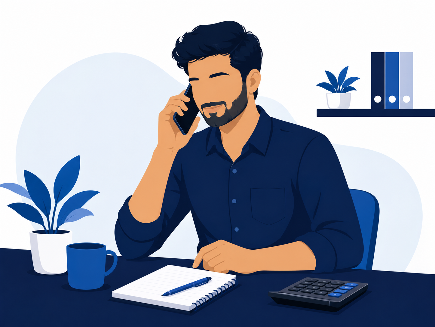 Indian man on call with debt counsellor discussing his options