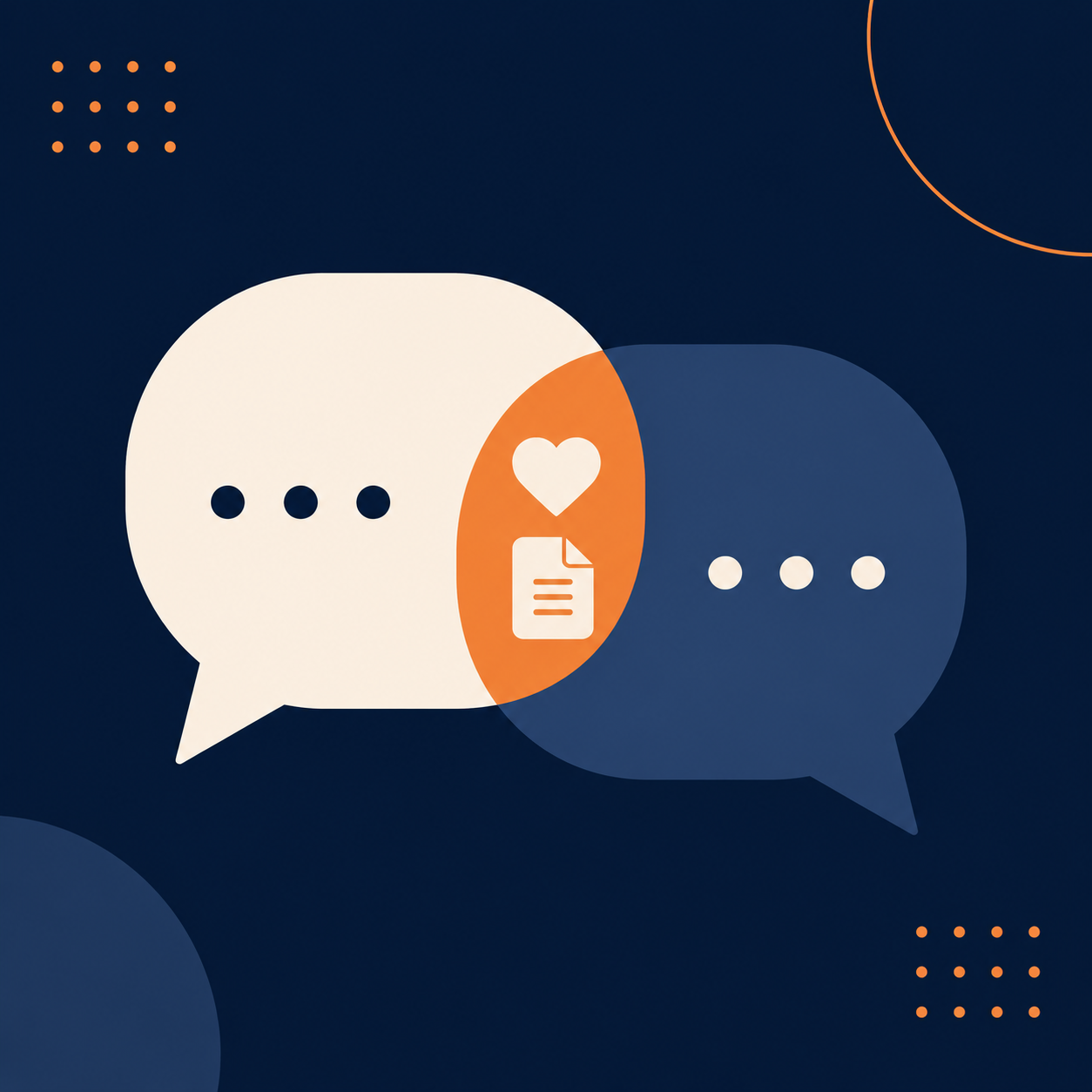 Two speech bubble icons representing a calm joint debt conversation between partners