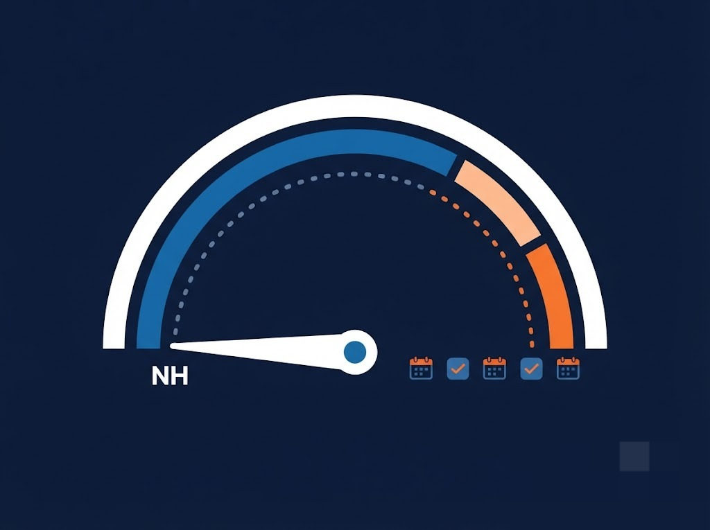 Flat-design illustration showing a CIBIL score dial rising from zero to a healthy score range through regular loan repayments