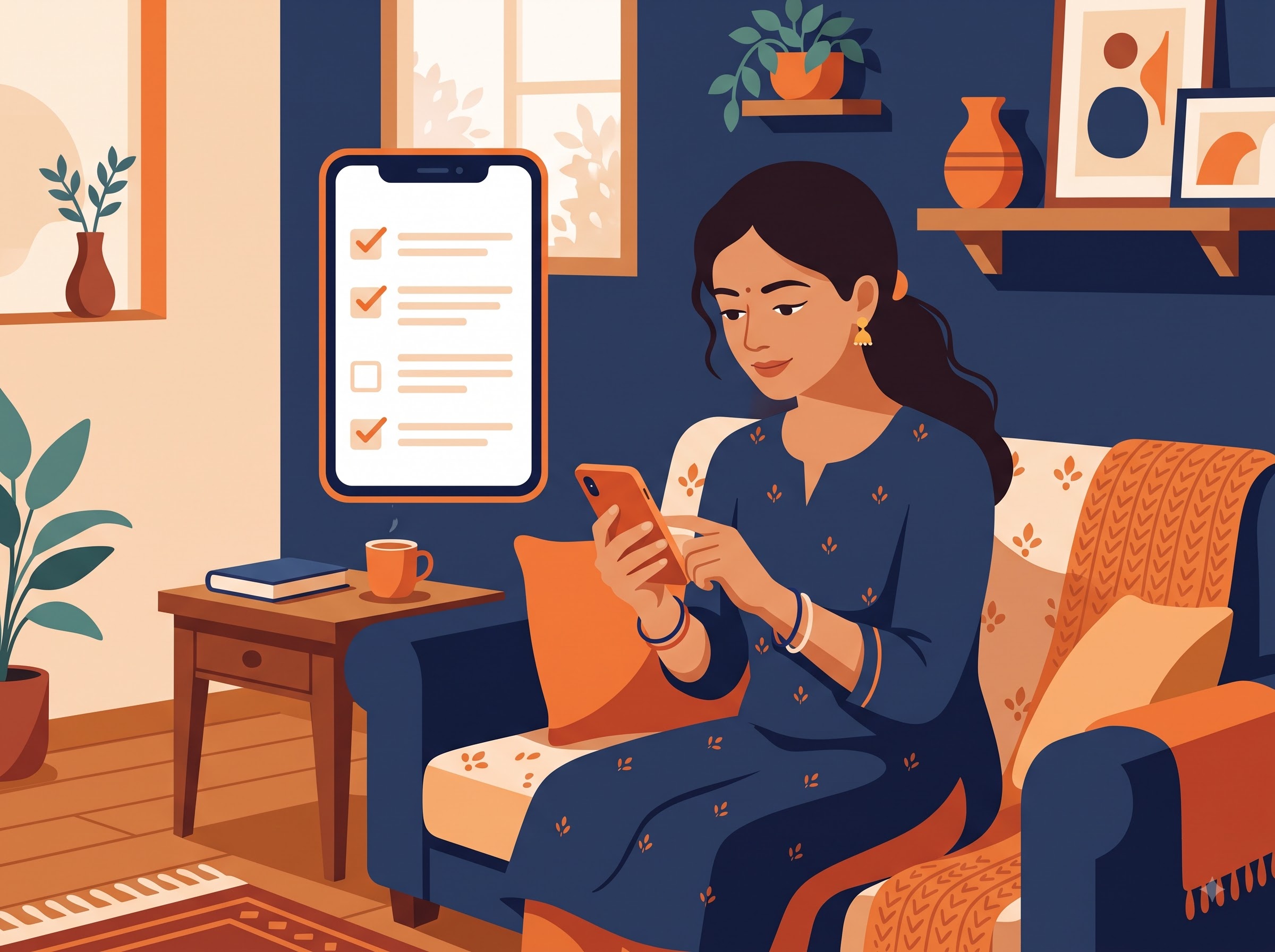 Indian person checking loan settlement eligibility on phone