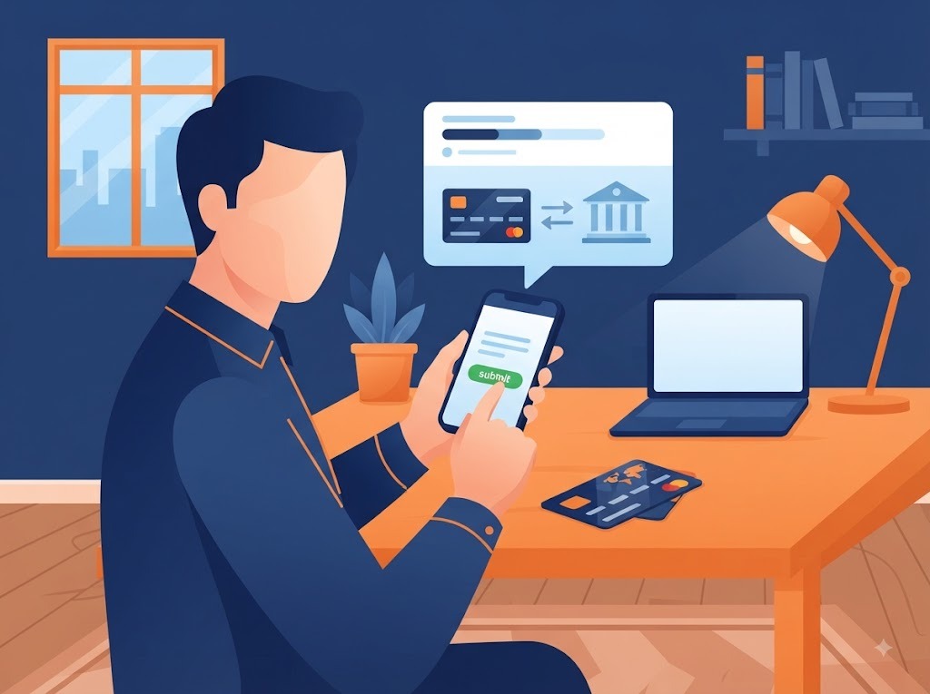 Illustration of applying for SBI Card balance transfer via smartphone