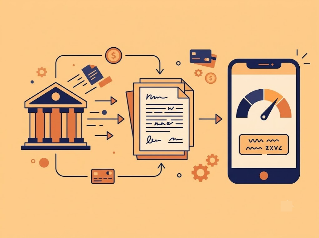 Diagram-style illustration of how bank data flows into a CIBIL credit report