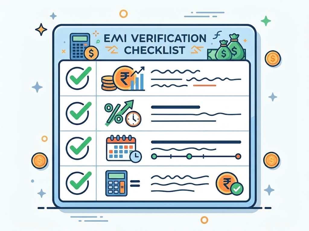 Checklist illustration for verifying a bank's EMI calculation
