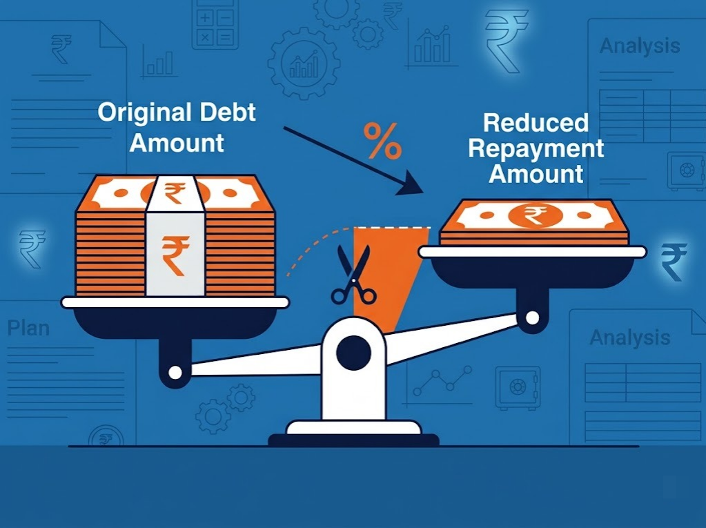 Illustration explaining bank haircut meaning as a reduced loan repayment amount.