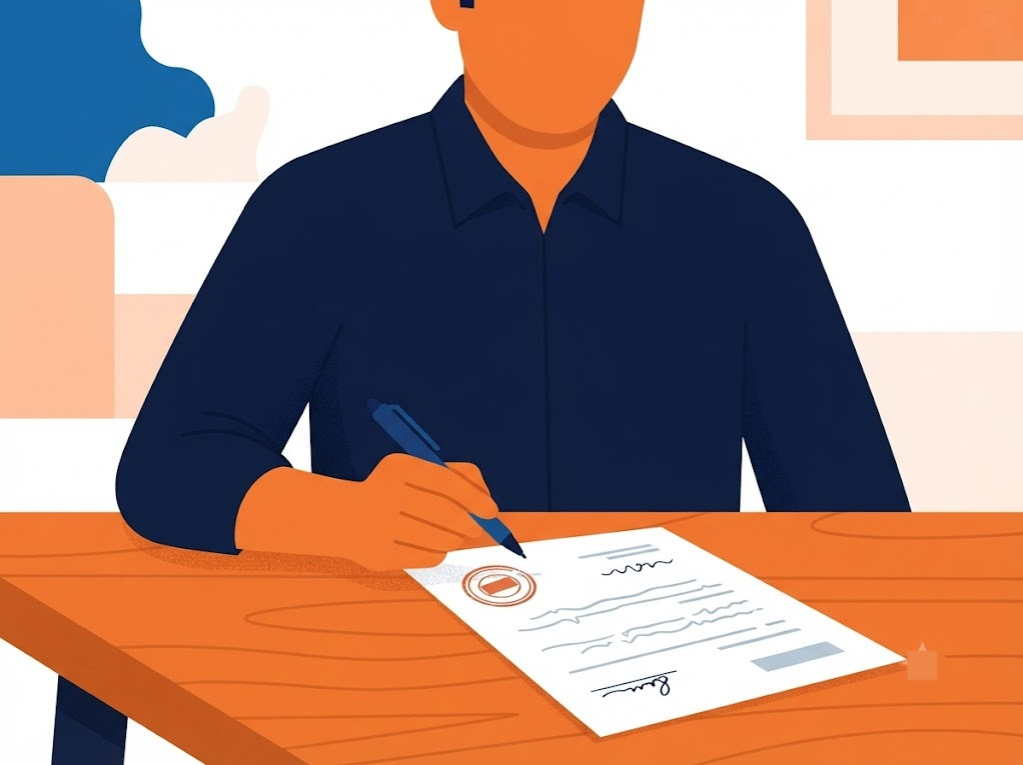 Indian borrower reading a loan settlement letter from the bank before paying