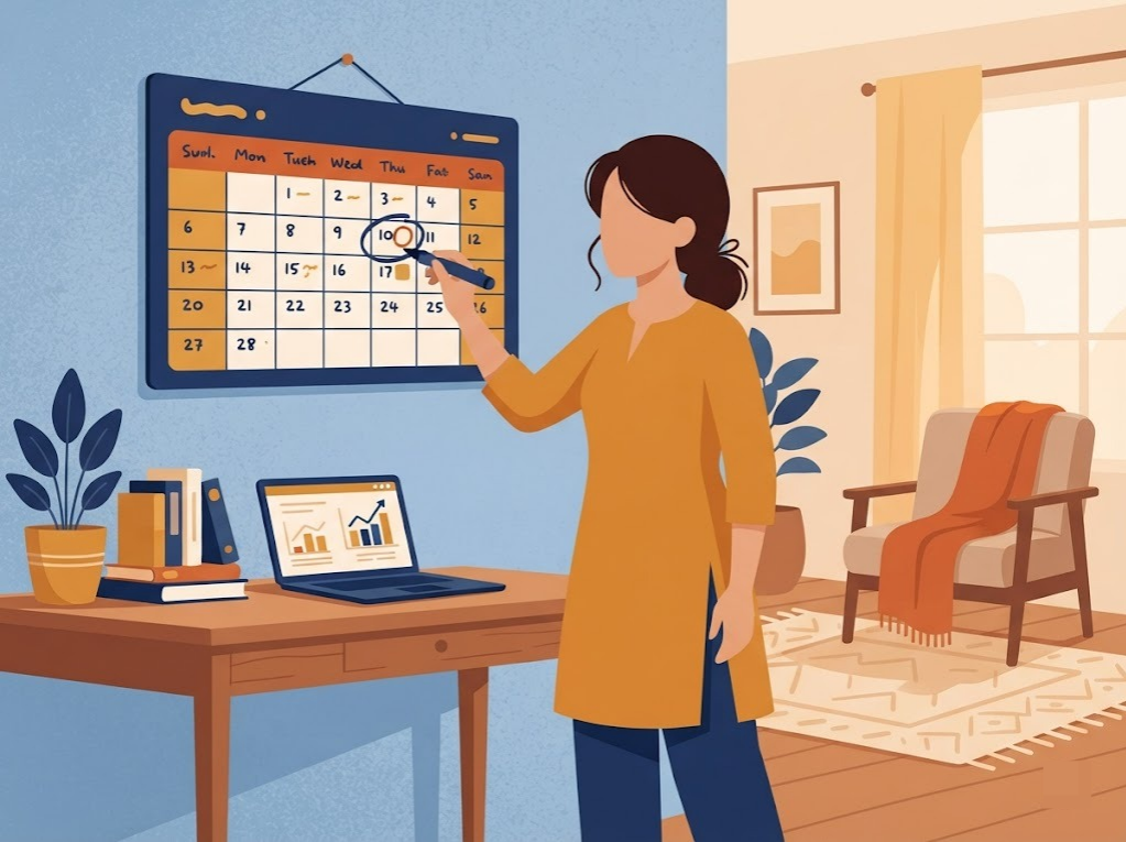 Illustration of calendar reminder for annual credit report check
