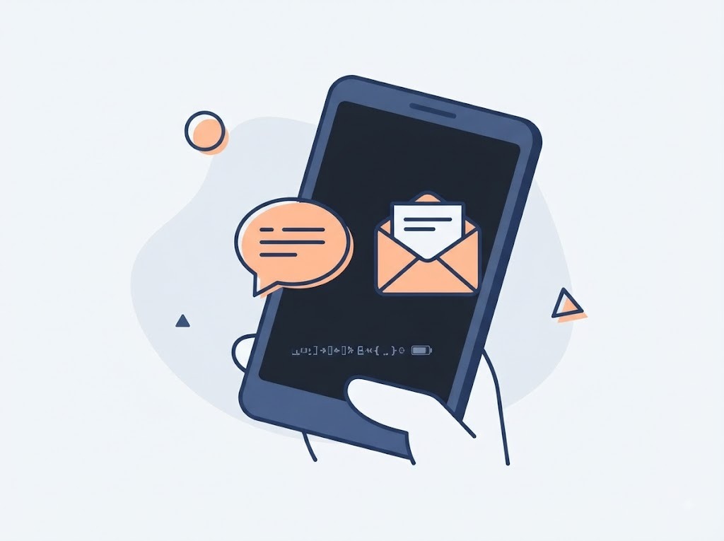 Illustration of checking SMS and email for a password