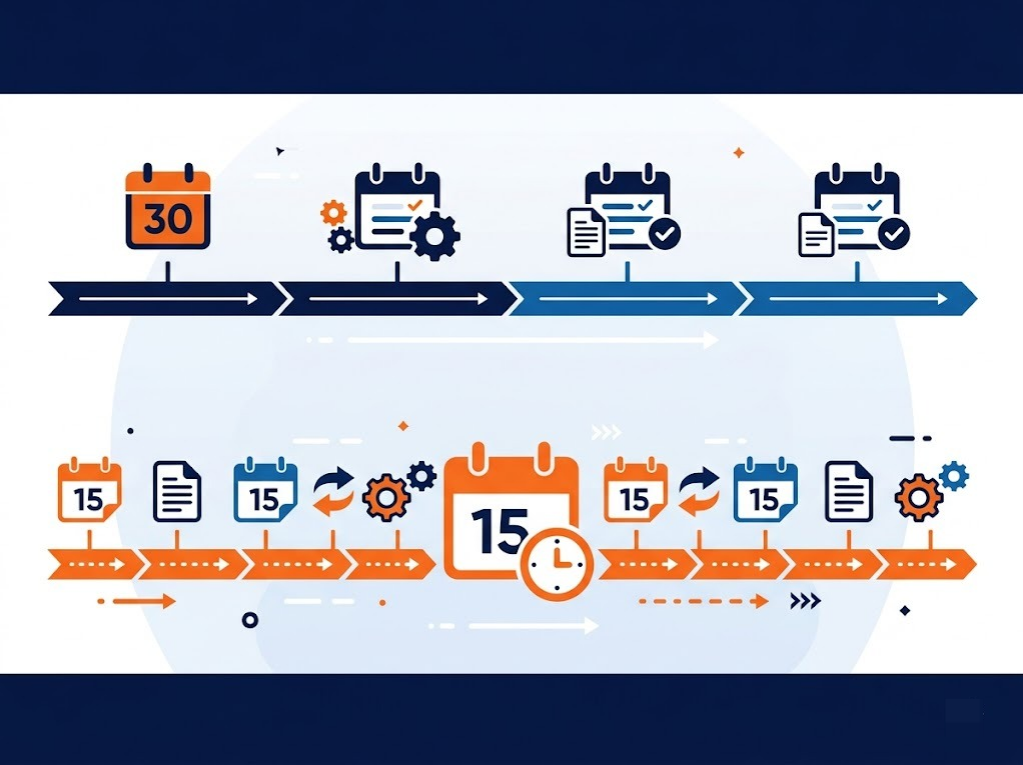 Timeline showing the shift from monthly to 15-day CIBIL reporting under RBI's 2025 rule.