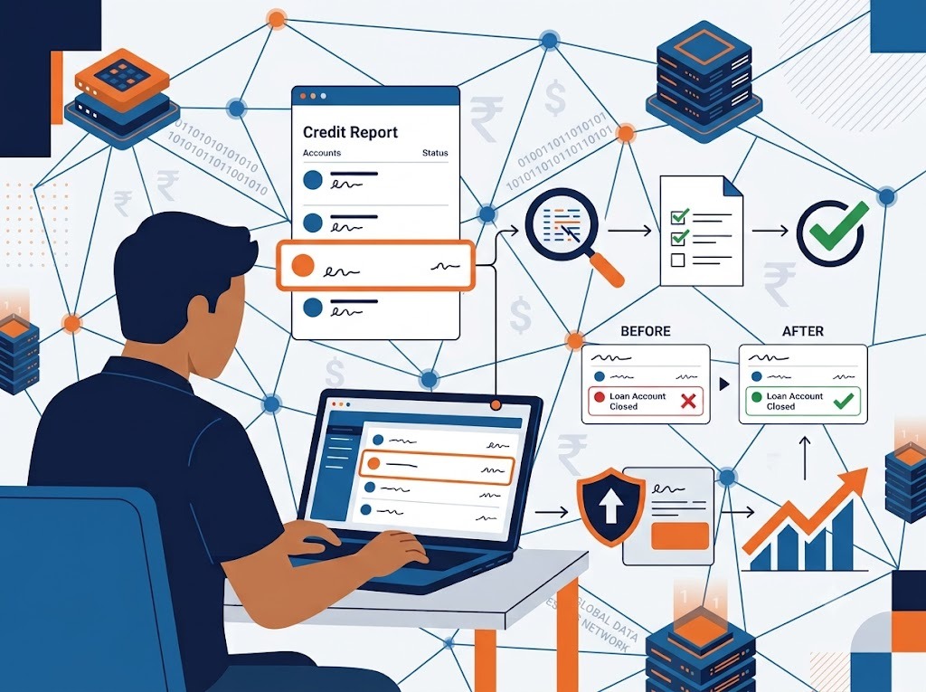 Person reviewing their CIBIL report to check if a loan account can be removed