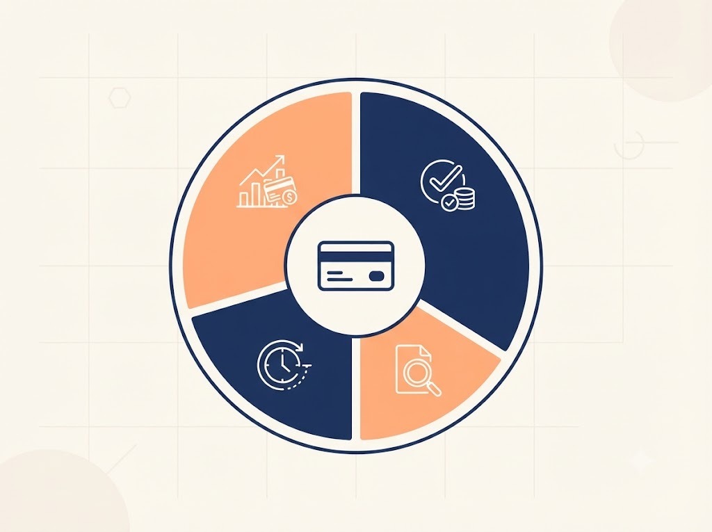 Pie chart style illustration showing CIBIL score calculation factors