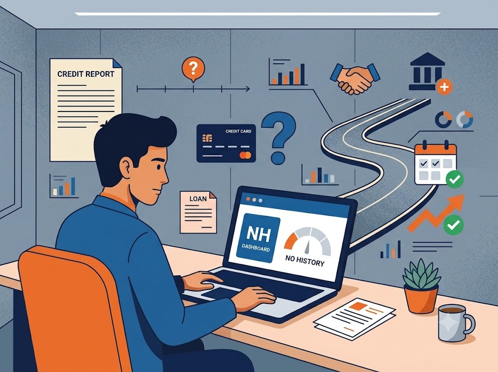 Young Indian professional building credit history for the first time