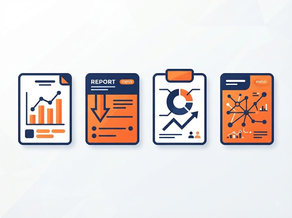 Four neutral document icons representing different credit bureau reports
