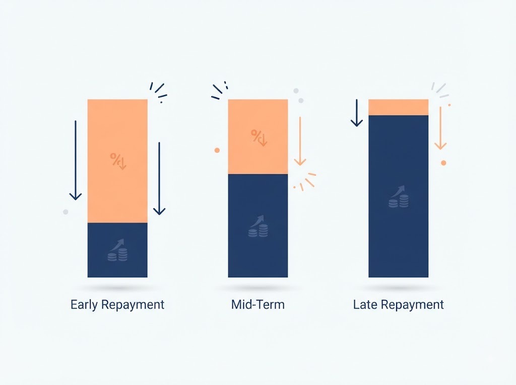Illustration of monthly EMI split between principal and interest.