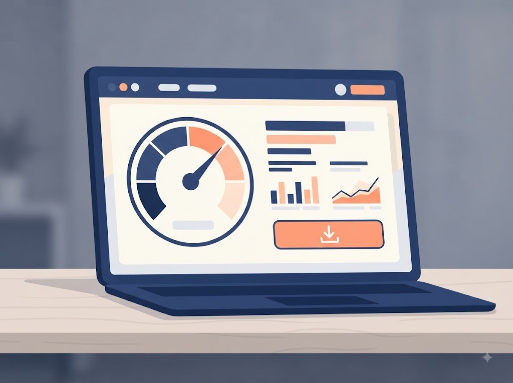 Simple dashboard screen showing a credit report ready to download