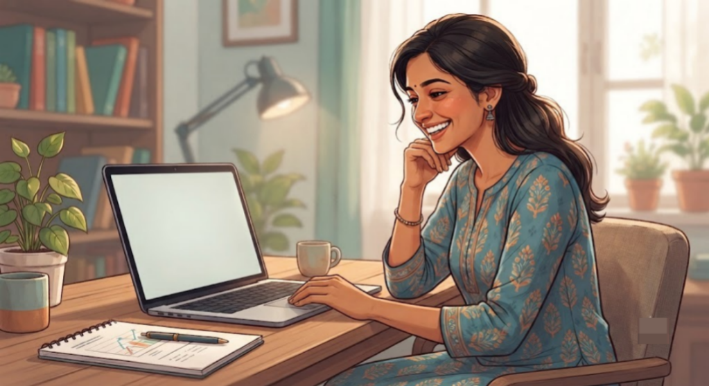 Indian person checking their credit score after consolidating debt