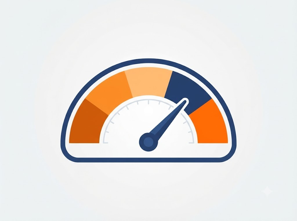Simple graphic showing credit score meter from low to excellent