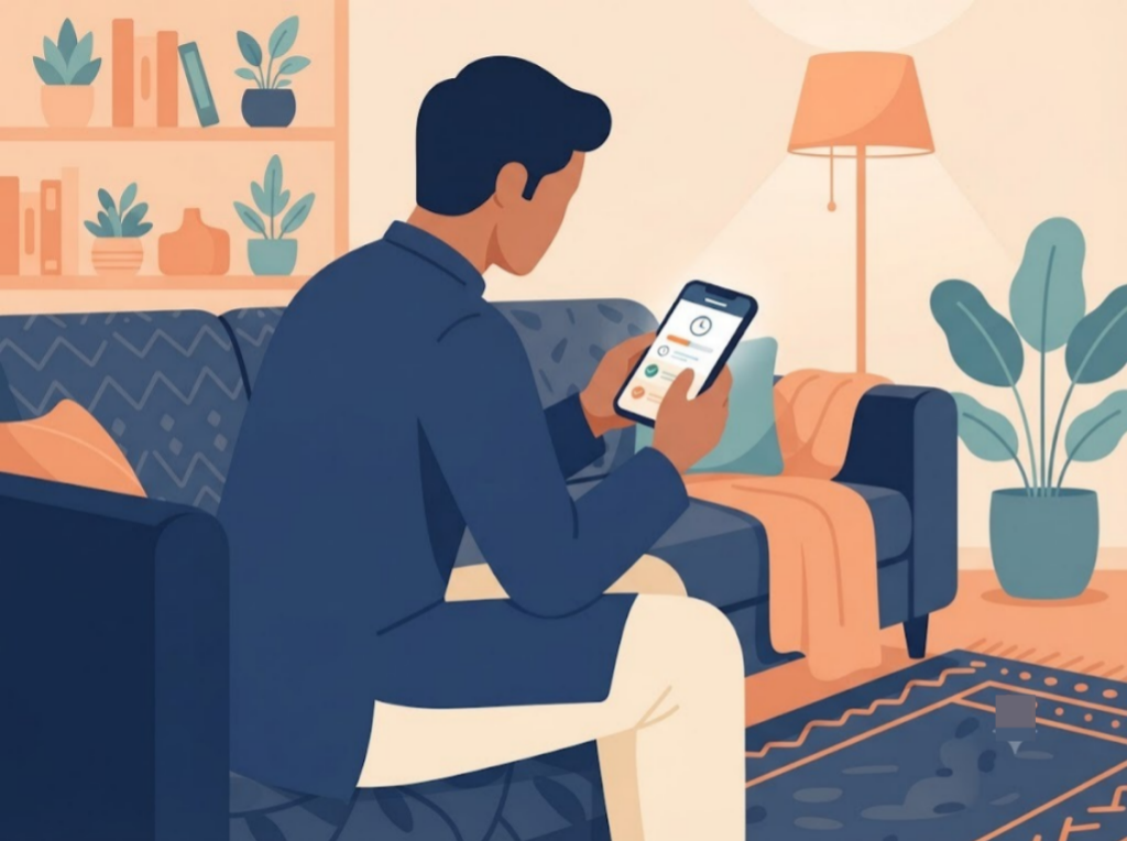 Indian borrower tracking a debt consolidation application status on phone