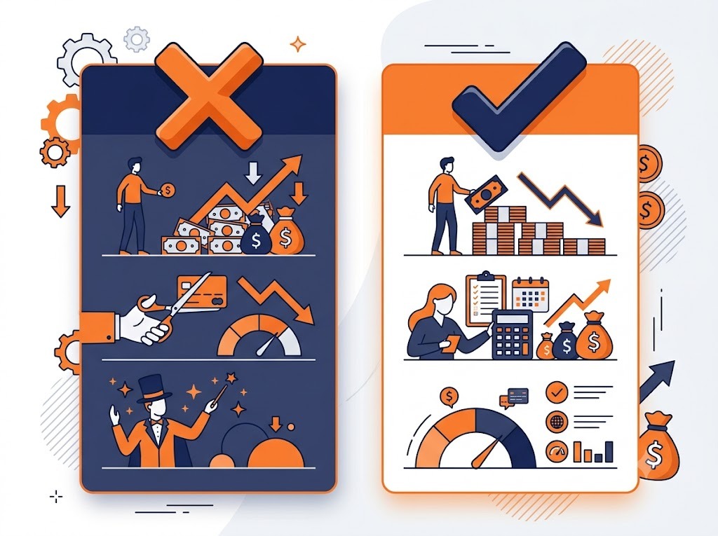 Debt management myths versus facts illustration