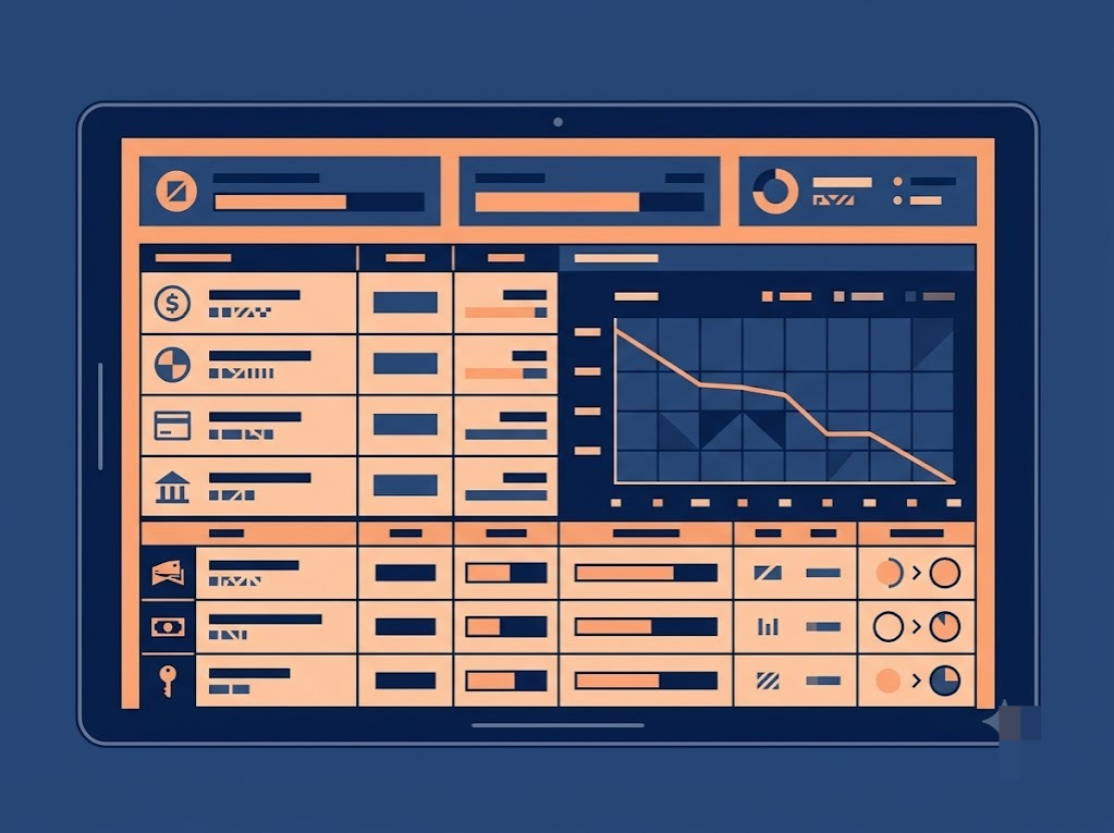  A payoff tracker showing organized debts, balances, and a projected timeline