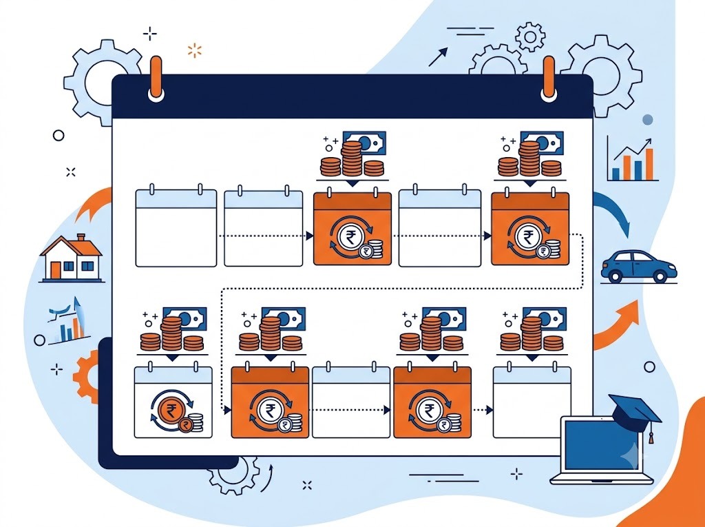 Illustration explaining the EMI full form as a fixed monthly loan repayment