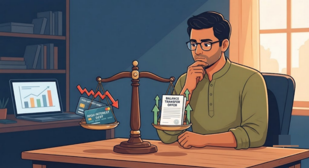 Indian person weighing whether a balance transfer is a good idea