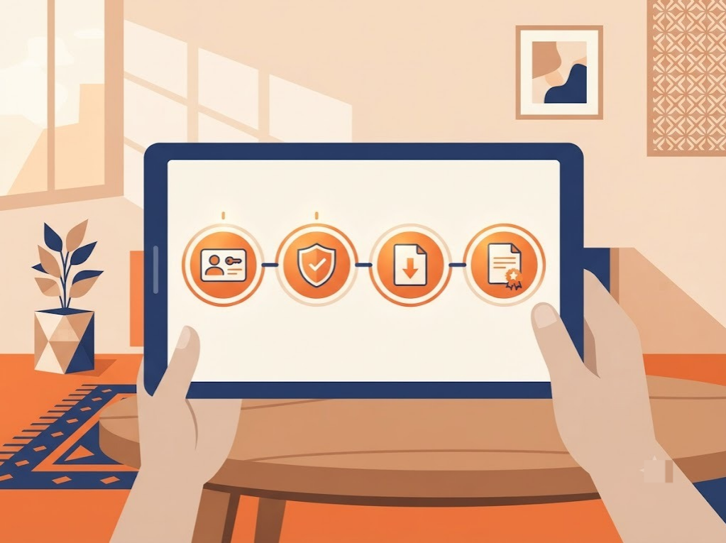 Simple numbered steps illustration for downloading a credit report online