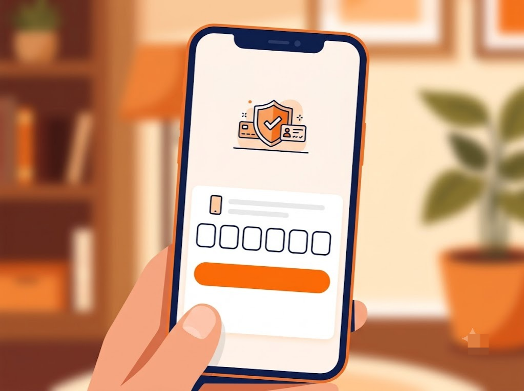 Close-up of a smartphone screen showing identity verification for an Experian score check