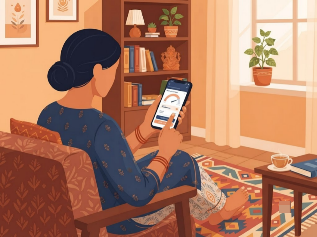  Indian borrower adding an extra payment in a debt payoff planner app