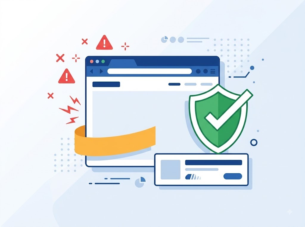 Illustration warning against fake free CIBIL report websites