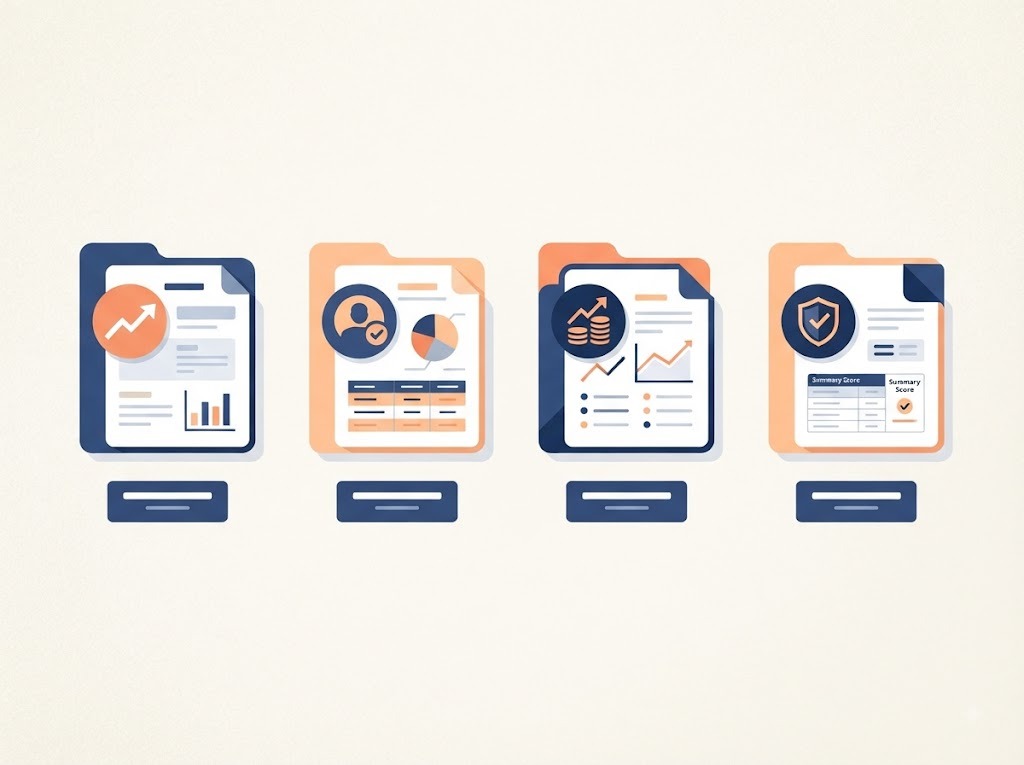 Illustration of four Indian credit bureaus compared side by side