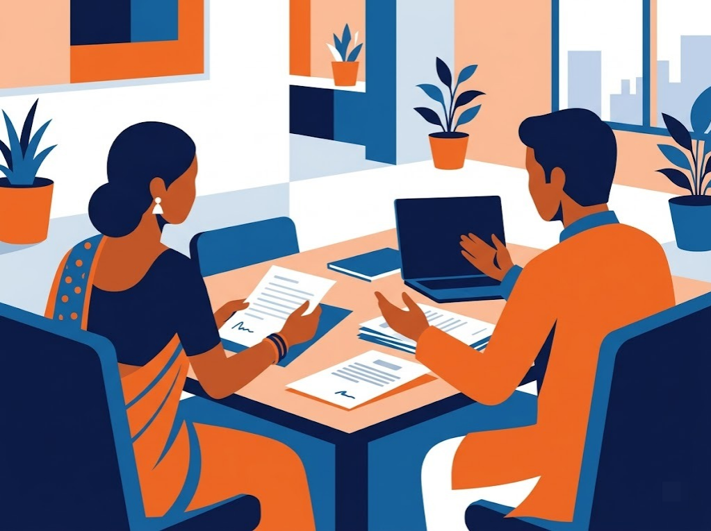 FREED counsellor helping an Indian borrower negotiate a loan settlement.