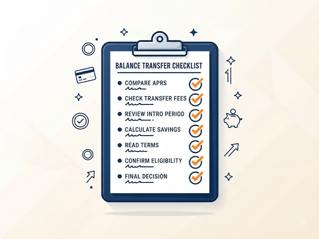 Checklist illustration for deciding on an ICICI credit card balance transfer