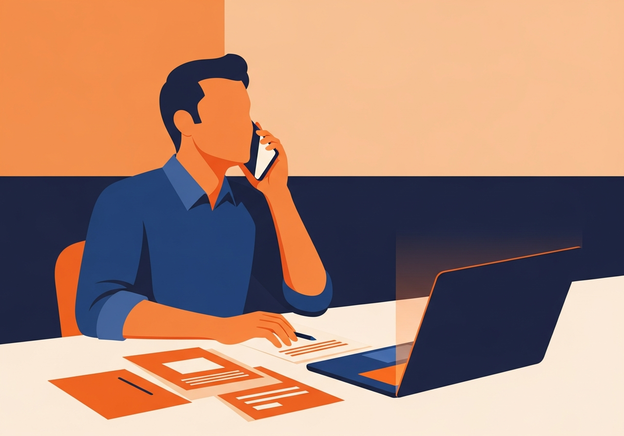 Indian man on a call with a financial counsellor about credit card debt