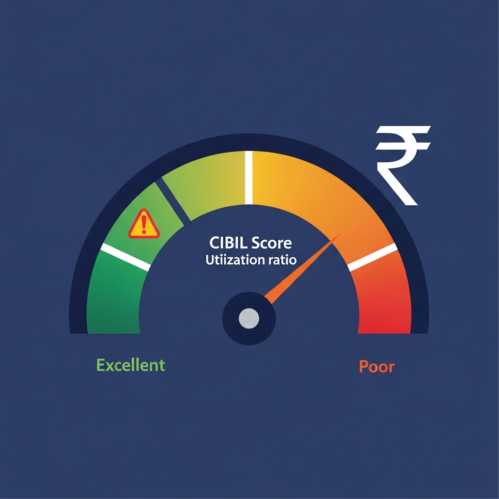 Credit utilisation ratio gauge showing impact on CIBIL score