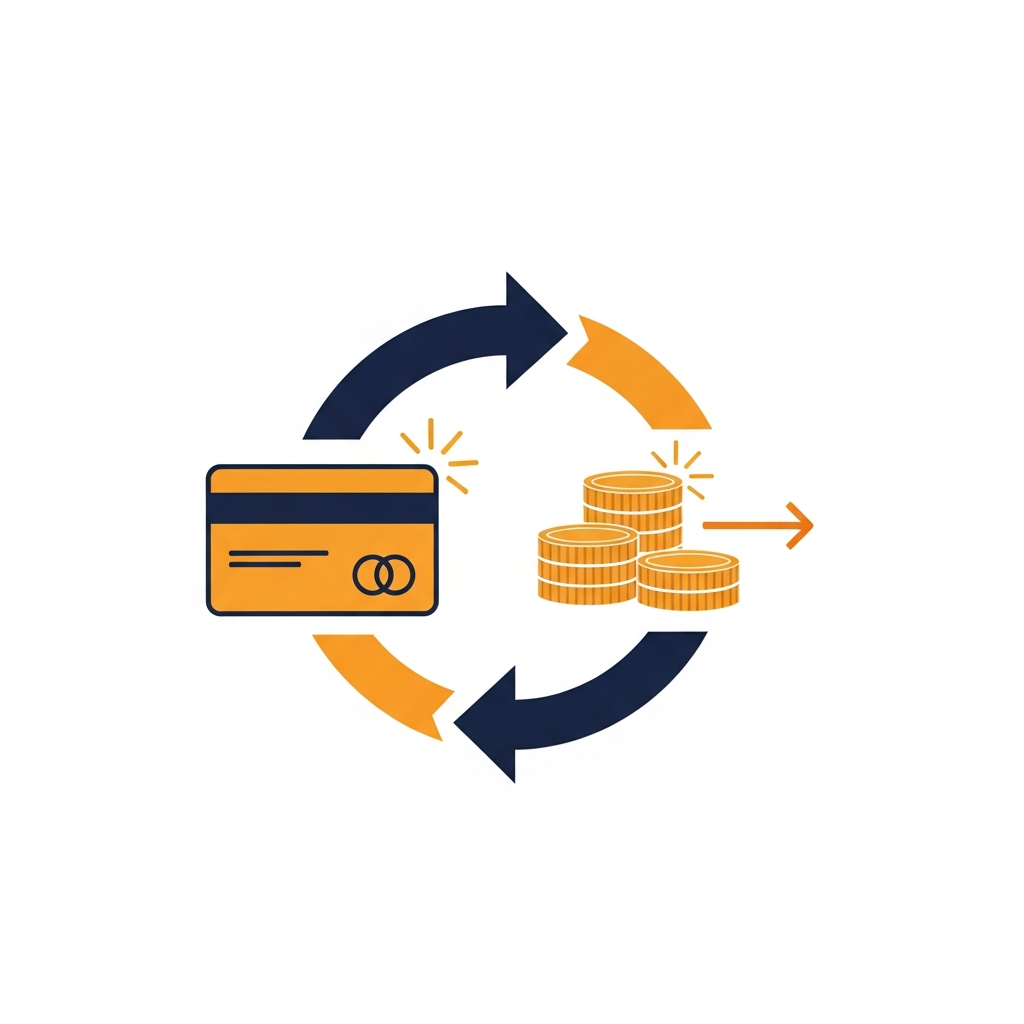 Side by side icons comparing revolving credit cycle and term loan lump sum