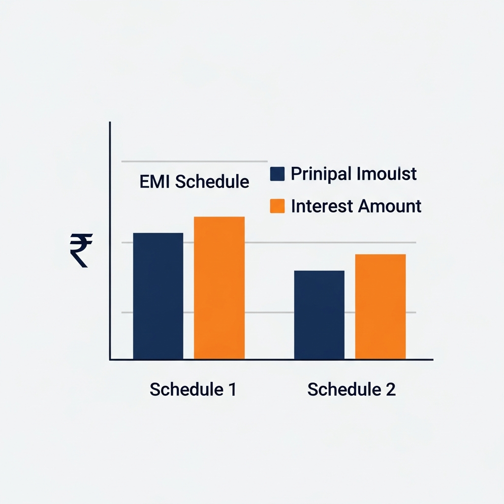 EMI comparison chart showing the cost of IDFC loan restructuring over time
