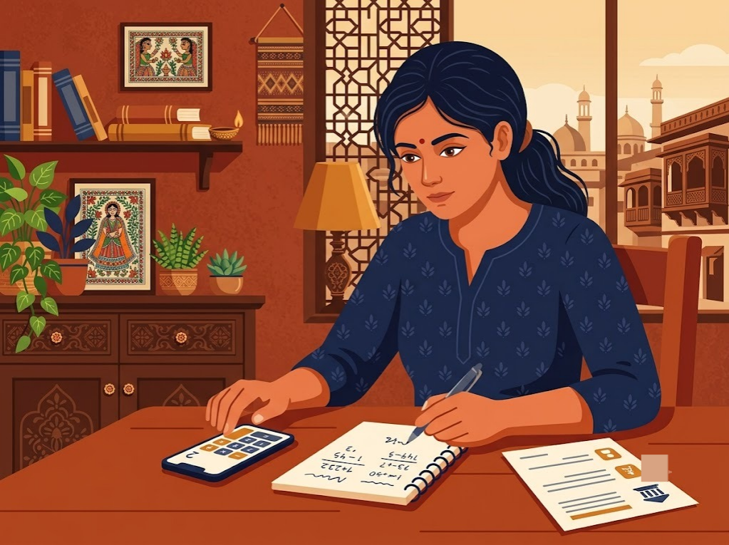 Indian borrower calculating monthly EMI on a personal loan