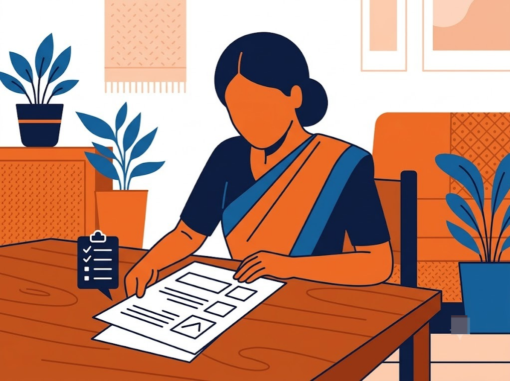 Indian borrower reviewing a checklist before signing with a debt settlement company