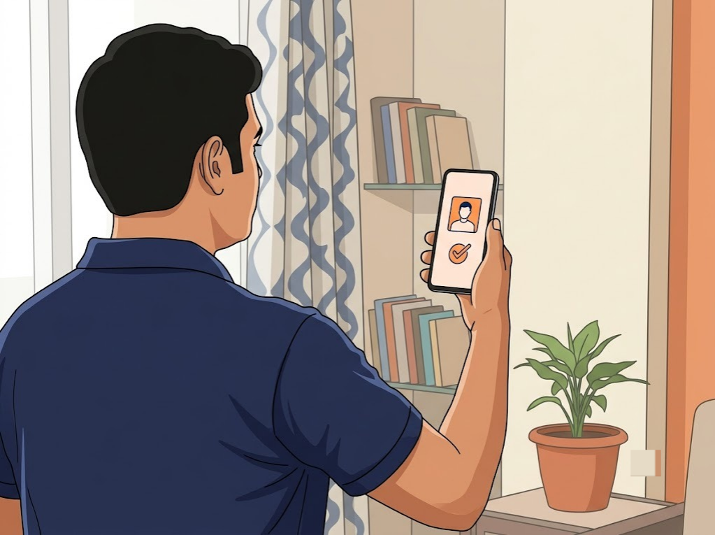 Indian borrower completing a video KYC verification call on a smartphone