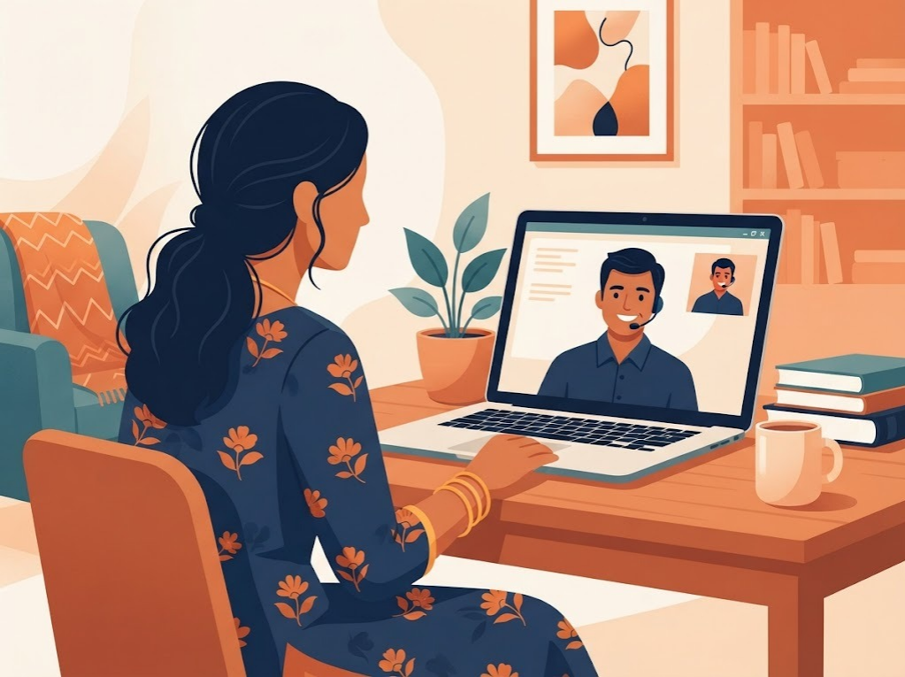 Indian borrower speaking with a debt counsellor about NPA account options