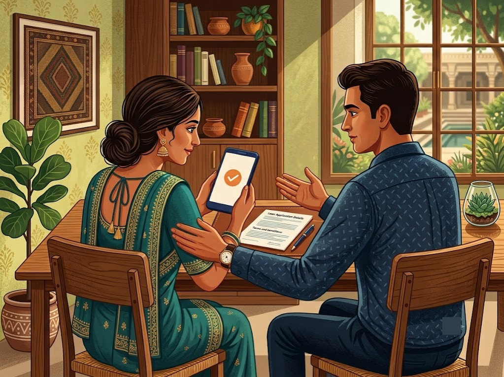Indian person receiving guided support for loan settlement process