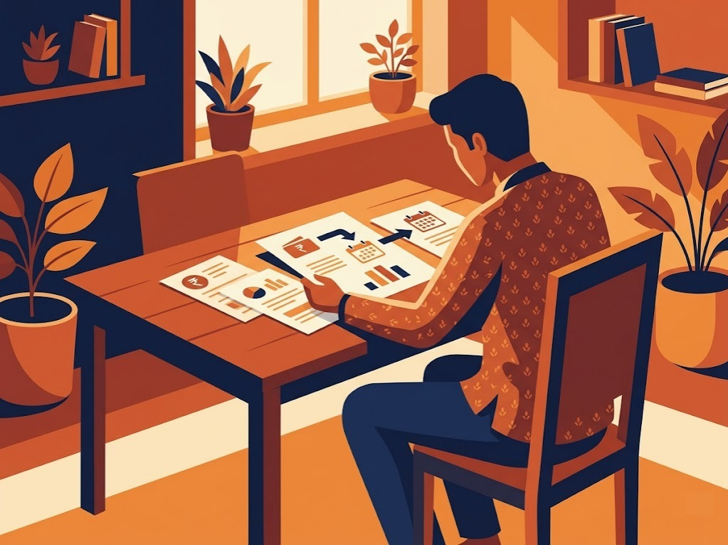 Indian borrower reviewing a single consolidated EMI plan at home
