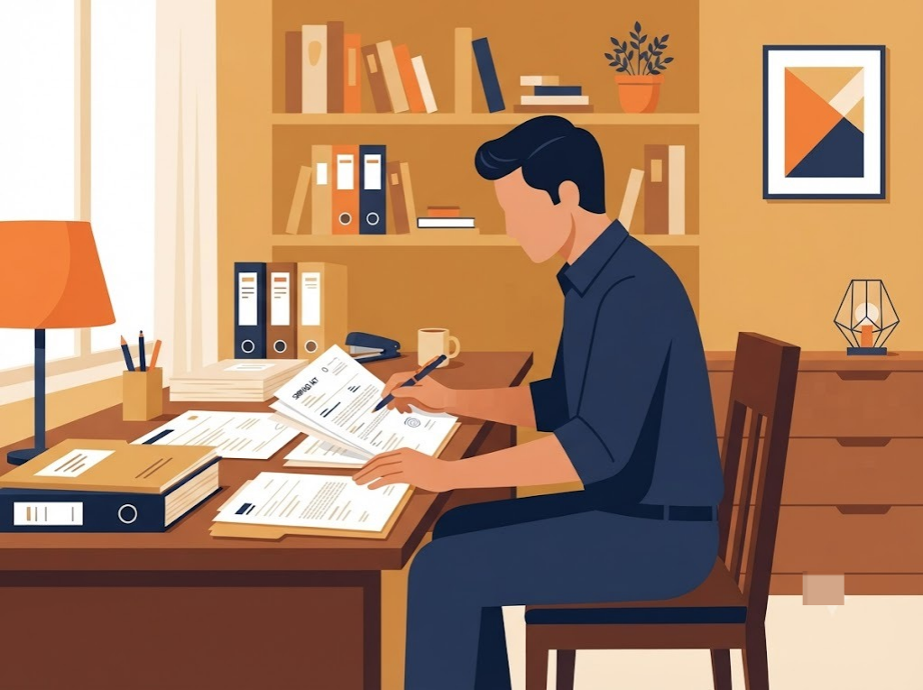 Indian borrower reviewing DRT application documents under SARFAESI Act