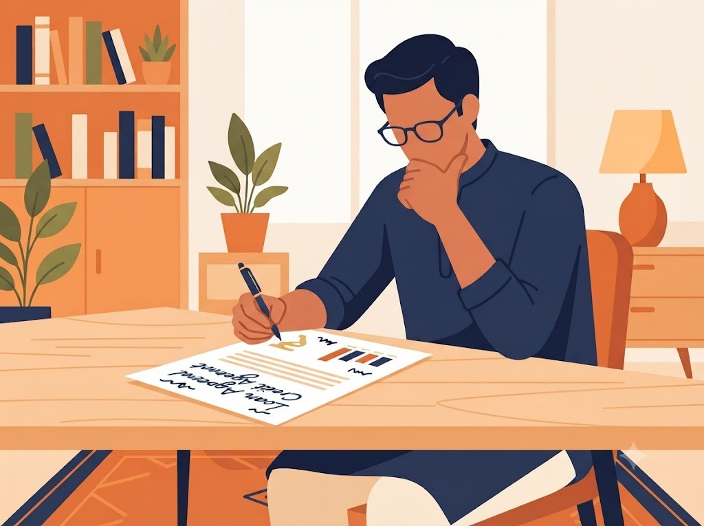 Indian borrower reviewing lender-approved credit cap on loan application