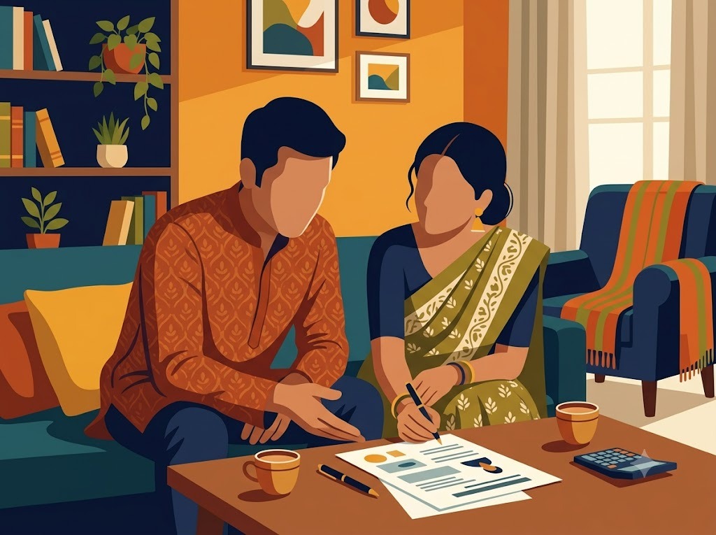 Indian couple discussing whether debt consolidation is the right choice for them