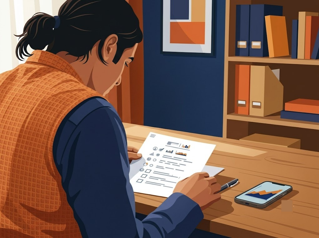 Indian investor reviewing a P2P lending checklist before committing funds