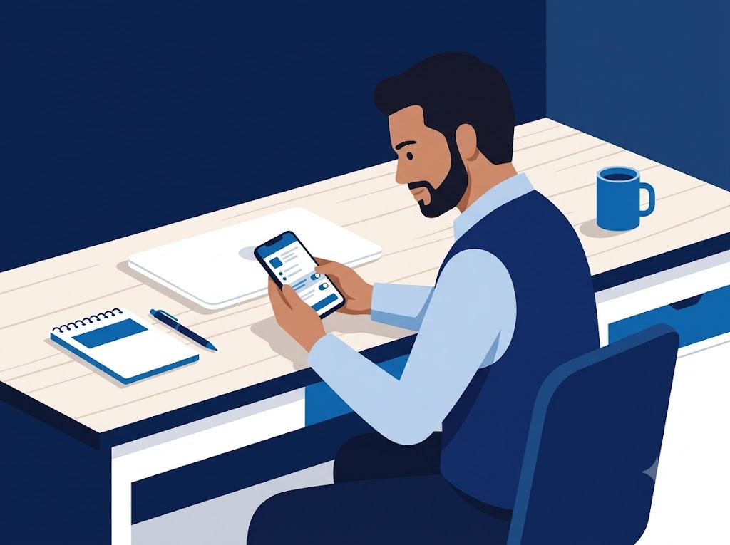 Indian man reviewing current EMI relief options on phone