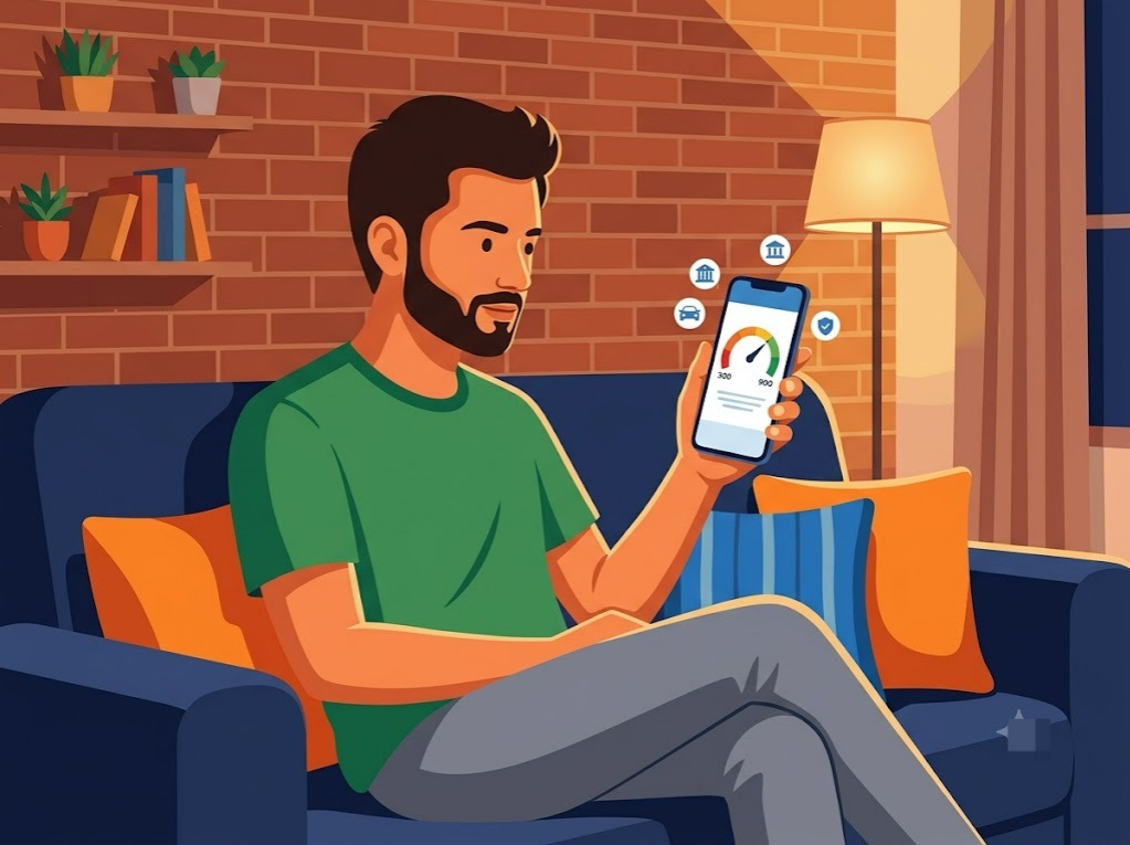 Person checking their CIBIL score on a mobile phone app